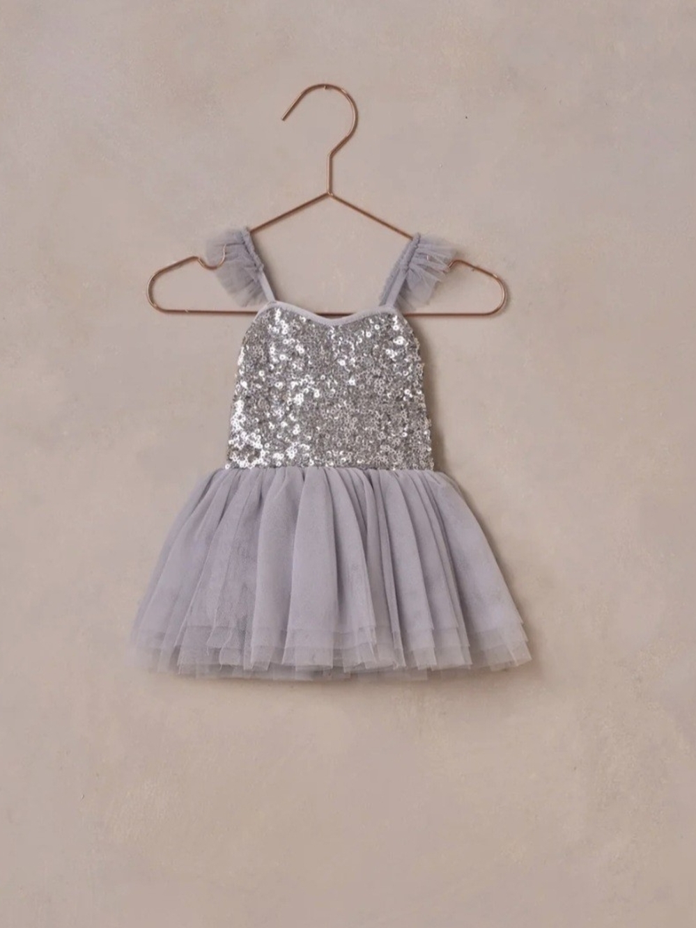 Silver Sequin & Gray Tulle Dress